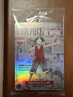 One Piece Monkey.D.Luffy US Voyage College Basketball Card and Poster - SEALED - Image 2