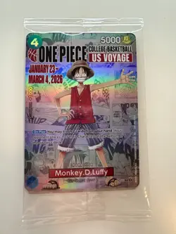 One Piece Monkey D Luffy US Voyage Card, College Basketball Gonzaga SEALED - Image 1