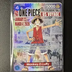 One Piece Monkey D Luffy US Voyage Card, College Basketball Gonzaga SEALED - Image 1