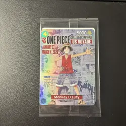 One Piece Monkey D Luffy US Voyage Card, College Basketball Gonzaga SEALED - Image 1