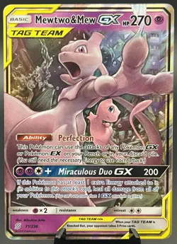 Mewtwo & Mew GX 71/236 Sun & Moon: Unified Minds Tag Team Ultra Rare Pokemon TCG - Image 1