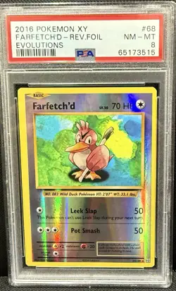 2016 Pokemon XY Evolutions 68/108 Farfetch'd Reverse Holo PSA 8 - Image 1