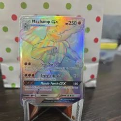 Pokemon TCG Machamp GX 154/147 SM Burning Shadows Secret Rainbow Card - Image 1