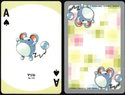 MARILL NO. 183 ACE OF SPADES POKEMON SILVER POKER CARD JAPANESE 1999 - Image 1