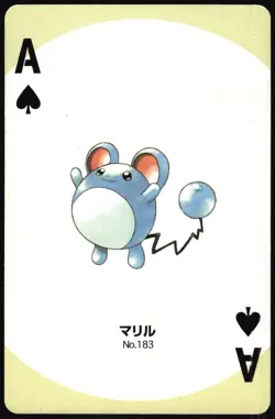 MARILL NO. 183 ACE OF SPADES POKEMON SILVER POKER CARD JAPANESE 1999 - Image 2