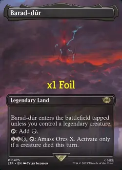 MTG Foil Borderless LOTR: Tales of Middle-earth LTR Barad-Dur (0425) MINT - Image 1