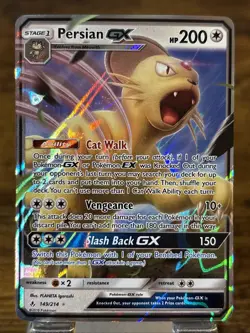 Persian GX 149/214 Ultra Rare Sun and Moon Unbroken Bonds Holo Pokemon NM - Image 1