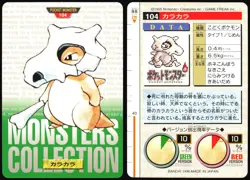 CUBONE NO. 104 BANDAI CARDDASS SERIES 1-2 G POKEMON JAPANESE GREEN 1996 HP - Image 1