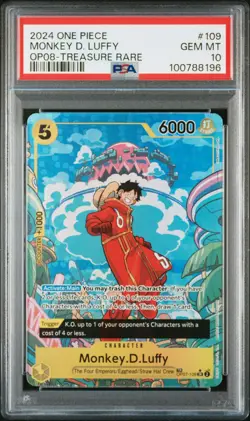 2024 ONE PIECE OP08 #109 TWO LEGENDS MONKEY D LUFFY TREASURE RARE PSA 10 GEM MNT - Image 1