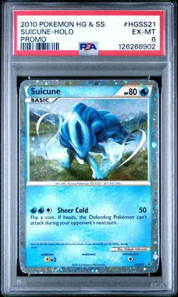 2010 POKEMON HEARTGOLD & SOULSILVER PROMO #HGSS21 SUICUNE-HOLO PSA 6 - Image 1