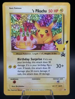 Birthday Pikachu Promo 24 Pokemon Celebrations Classic Collection - Image 1