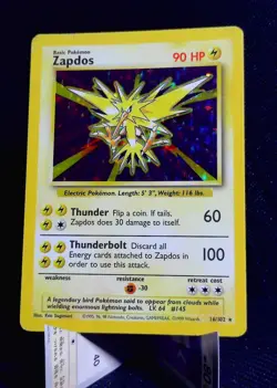 Pokemon Vintage EN Zapdos Base Set Holo Rare #016/102 MP (see description) - Image 1