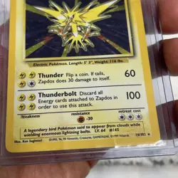Pokemon Zapdos 016/102 Base Set Holo Vintage Vtg Nintendo Card WOTC TCG MP - Image 5