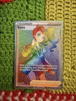 Pokemon Sonia Rainbow Rare Full Art Rebel Clash Card 203/192 - Image 1