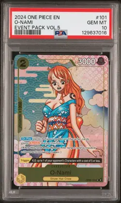 2024 ONE PIECE OP06 101 EVENT PACK VOL 5 O-NAMI PROMO CARD PSA 10 GEM MINT - Image 1
