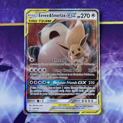 Eevee & Snorlax GX (ULTRA RARE) SM Tag Team Up 120/181 Pokemon Sun And Moon TCG - Image 1