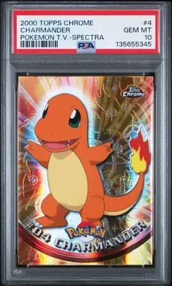 2000 TOPPS CHROME POKEMON T.V. SPECTRA #4 CHARMANDER PSA 10 - Image 1