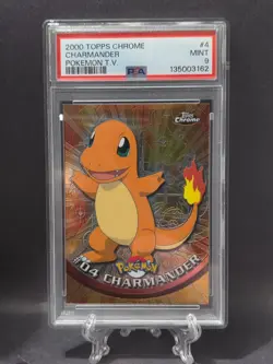 2000 TOPPS CHROME POKEMON T.V. #4 CHARMANDER PSA 9 - Image 1