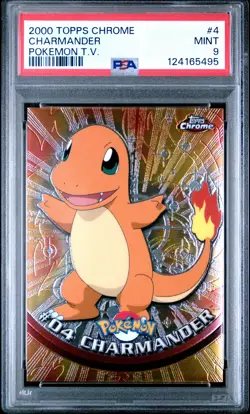 2000 TOPPS CHROME POKEMON T.V. #4 CHARMANDER PSA 9 - Image 1