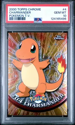 2000 TOPPS CHROME POKEMON T.V. #4 CHARMANDER PSA 10 - Image 1
