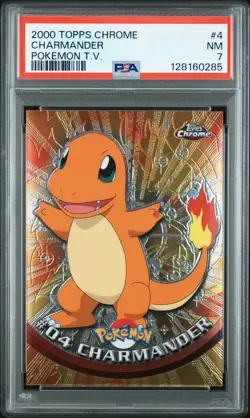 2000 TOPPS CHROME POKEMON T.V. #4 CHARMANDER PSA 7 - Image 1