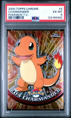 2000 TOPPS CHROME POKEMON T.V. #4 CHARMANDER PSA 6 - Image 1
