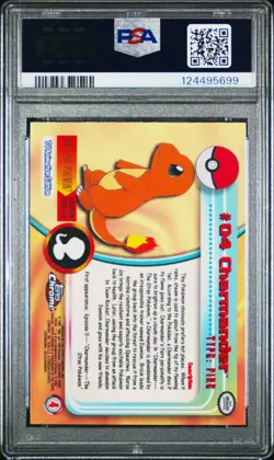 2000 TOPPS CHROME POKEMON T.V. #4 CHARMANDER PSA 8 - Image 2