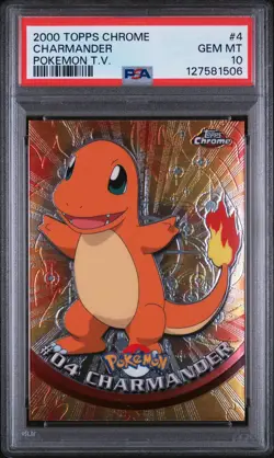 2000 TOPPS CHROME POKEMON T.V. #4 CHARMANDER PSA 10 - Image 1