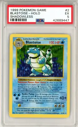 PSA EX 5 Pokemon TCG Blastoise 002/102 Base Set (Shadowless) Holo Rare 1999 - Image 1