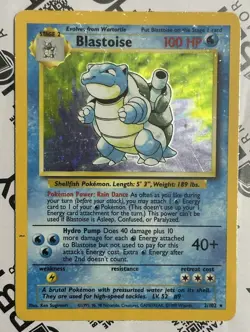 Pokemon TCG Blastoise Holo Rare Base Set 002/102 WOTC Heavily Played/Damaged - Image 1