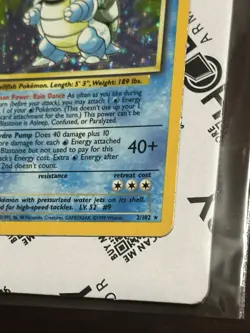 Pokemon TCG Blastoise Holo Rare Base Set 002/102 WOTC Heavily Played/Damaged - Image 5
