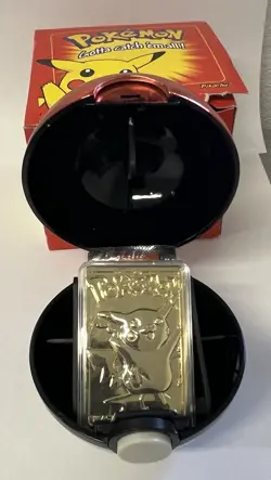 1999 Burger King Pokemon Pokeball with 23K Gold Plated Card PIKACHU Red Box COA - Image 1
