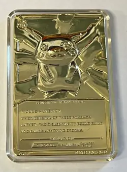 1999 Burger King Pokemon Pokeball with 23K Gold Plated Card PIKACHU Red Box COA - Image 3