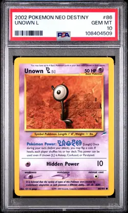 2002 POKEMON NEO DESTINY #86 UNOWN L PSA 10 - Image 1