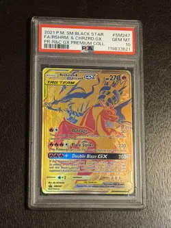 2021 POKEMON PREMIUM COLLECTION #SM247 FULL ART/RESHIRAM & CHARIZARD GX PSA 10 - Image 5