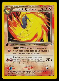 Pokemon Card Dark Quilava 39/105 Neo Destiny 1st Edition - Image 1