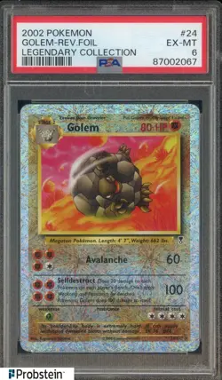 2002 Pokemon Legendary Collection #24 Golem Reverse Foil PSA 6 EX-MT - Image 1