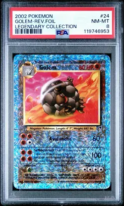 2002 POKEMON LEGENDARY COLLECTION #24 GOLEM-REVERSE FOIL PSA 8 POP 215 24/110 - Image 1