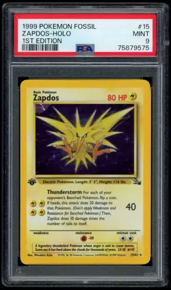 Zapdos 15/62 1st Edition Holo Fossil PSA 9 - Pokemon Card - Image 1