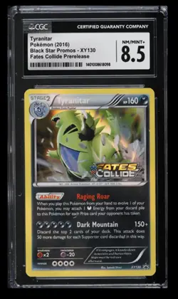 2016 Fates Collide Prelease Tyranitar CGC 8.5 English #XY130 Black Star Promo - Image 1