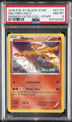 2016 POKEMON XY BLACK STAR PROMO FATES COLLIDE-STAFF #XY127 MOLTRES-HOLO PSA 8 - Image 1