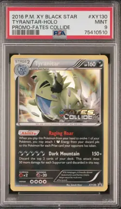 2016 Pokemon Tyranitar Holo XY Fates Collide Prerelease Promo XY130 PSA 9 POP 53 - Image 1