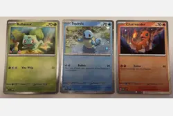 Pokemon 151 Poster Collection Promo Card Set Charmander, Bulbasaur And Squirtle! - Image 1