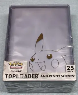Pokemon Gold Pikachu Toploaders + Penny Sleeves 25 Pack Ultra PRO New Official - Image 1