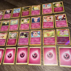32 LOT Pokemon Cards DISCONTINUED FAIRY PINK Lot 2 Holos Rare TCG ALL DIFFERENT - Image 5