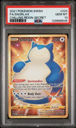 2021 POKEMON SWORD & SHIELD CHILLING REIGN SECRET #224 FULL ART/SNORLAX PSA 10 - Image 1