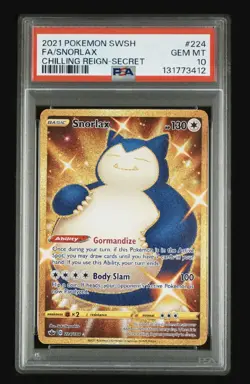 2021 POKEMON SWORD & SHIELD CHILLING REIGN SECRET #224 FULL ART/SNORLAX PSA 10 - Image 1