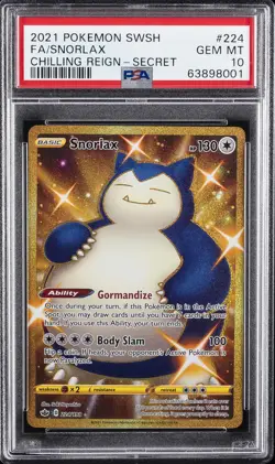 2021 POKEMON SWORD & SHIELD CHILLING REIGN SECRET #224 FULL ART/SNORLAX PSA 10 - Image 1