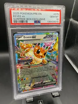 Eevee ex 075/131 - Pokemon Prismatic Evolutions Stamp Surprise Box - PSA 10 GEM - Image 1