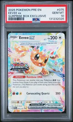 Pokemon TCG Prismatic Evolutions Eevee EX 075/131 Stamped Surprise Box PSA 10 - Image 1